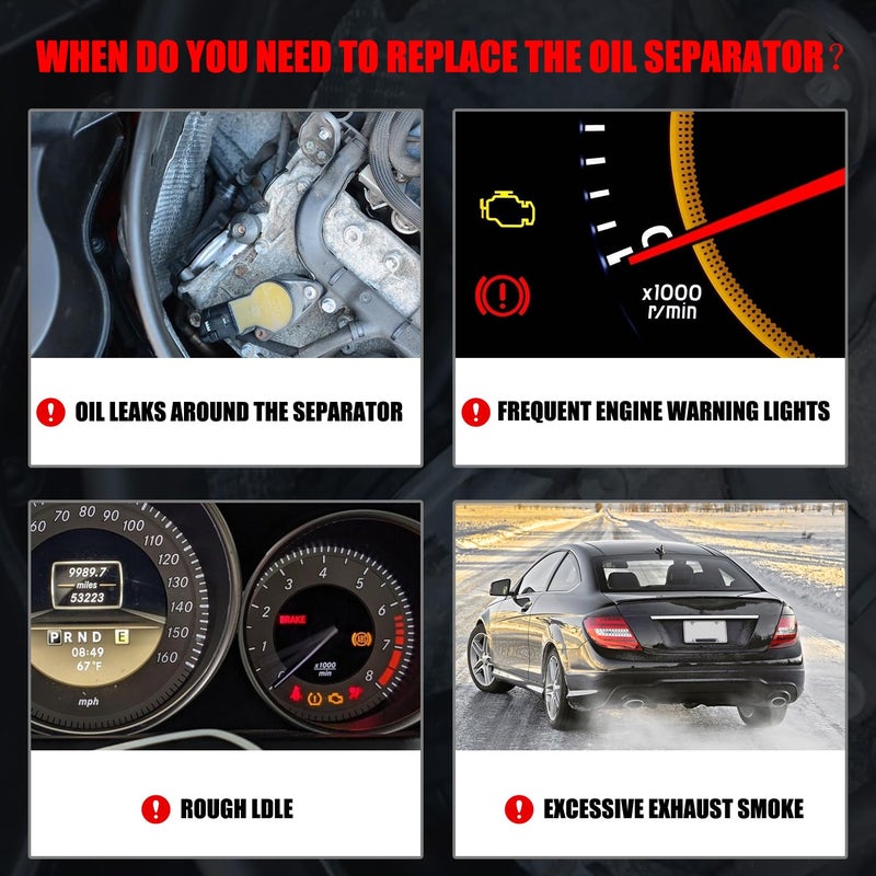 RANSOTO PVC Vent Valve Crankcase Breather Oil Separator Cover and Camshaft Expansion Plug Kit Compatible with Mercedes ML350 C230 C300 E350 C350 SLK300 ML450 Replace 2720100631 0009985690 0009986590 - Image 5
